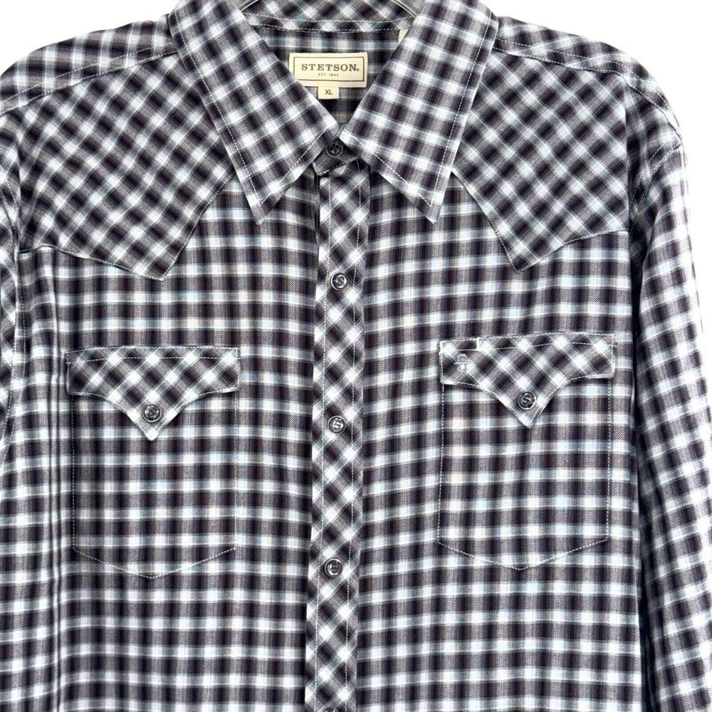 Stetson, Men's Pearl Snap Western, Plaid, Long Sleeve, Size XL, Cowboy, Outlaw